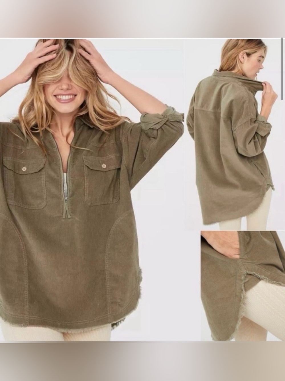 Aerie Corduroy Quarter Zip Shacket